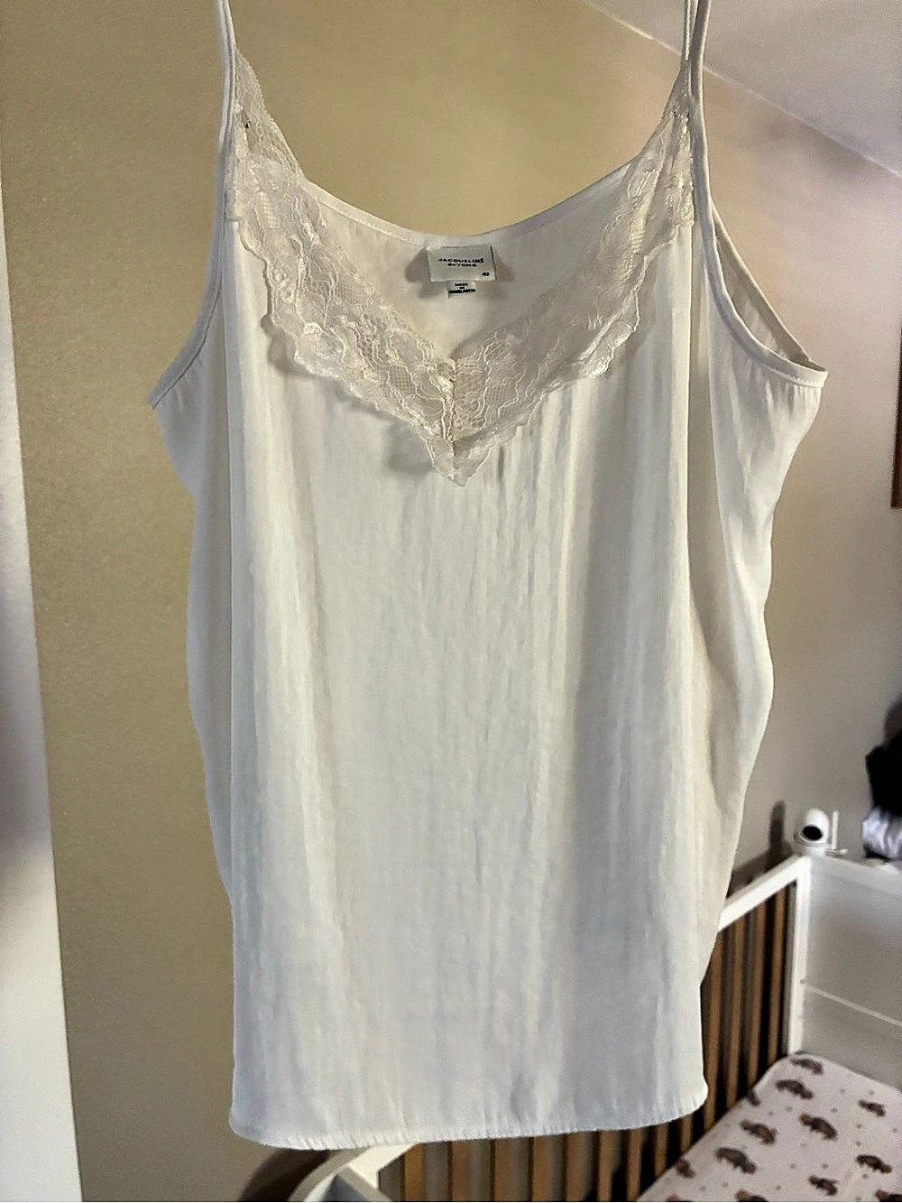 Lace Trim Camisole Tank in White